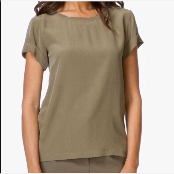 Theory Silk short sleeve Tee Top Green Moss Size M - Picture 1 of 8